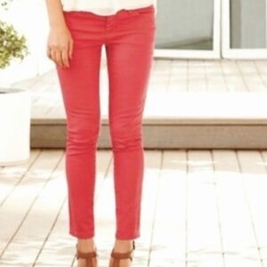 Paige Skyline Ankle Peg Jeans Coral Red Womens 28 Waist